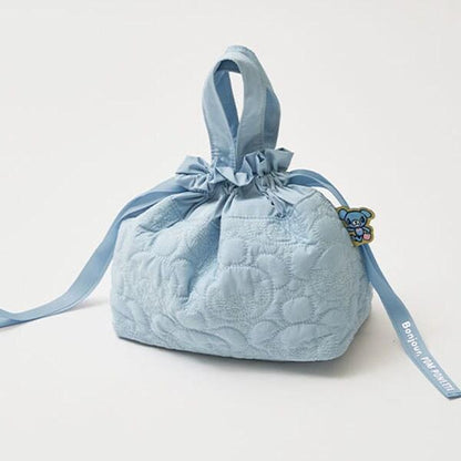 薄荷君全圖案刺繡束口托特包