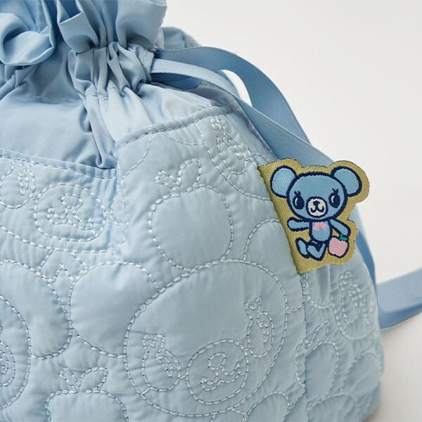 薄荷君全圖案刺繡束口托特包