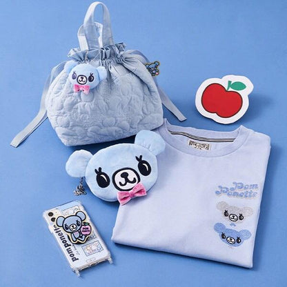薄荷君全圖案刺繡束口托特包