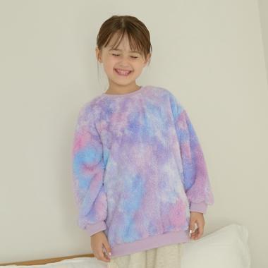 【蓬鬆羊羔絨】扎染中長款上衣