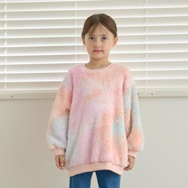 【蓬鬆羊羔絨】扎染中長款上衣