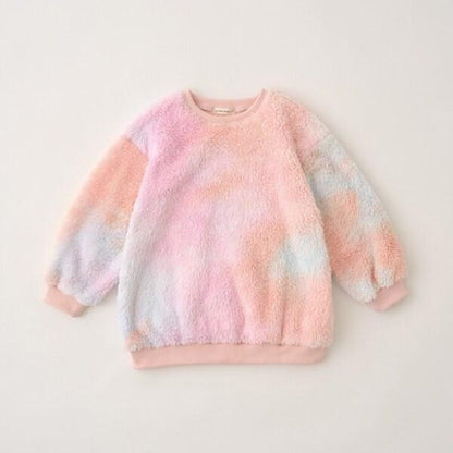 【蓬鬆羊羔絨】扎染中長款上衣