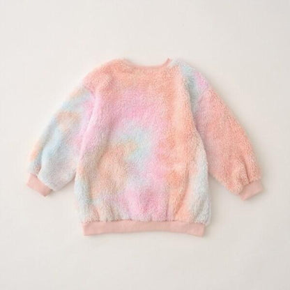 【蓬鬆羊羔絨】扎染中長款上衣