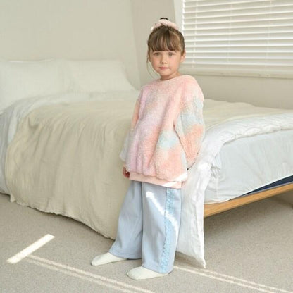 【蓬鬆羊羔絨】扎染中長款上衣