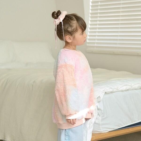 【蓬鬆羊羔絨】扎染中長款上衣