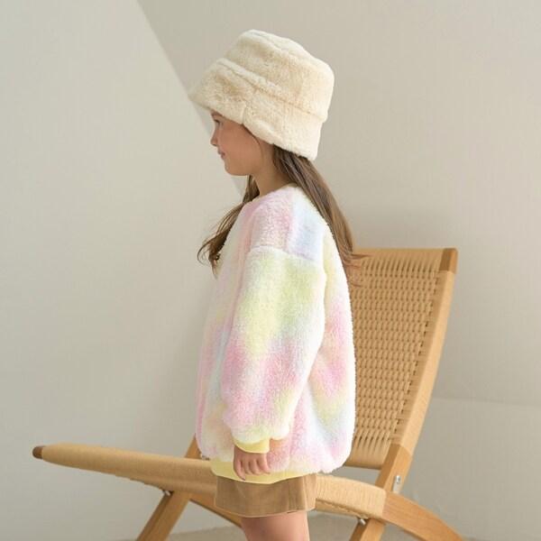 【蓬鬆羊羔絨】扎染中長款上衣