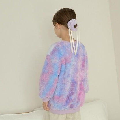 【蓬鬆羊羔絨】扎染中長款上衣