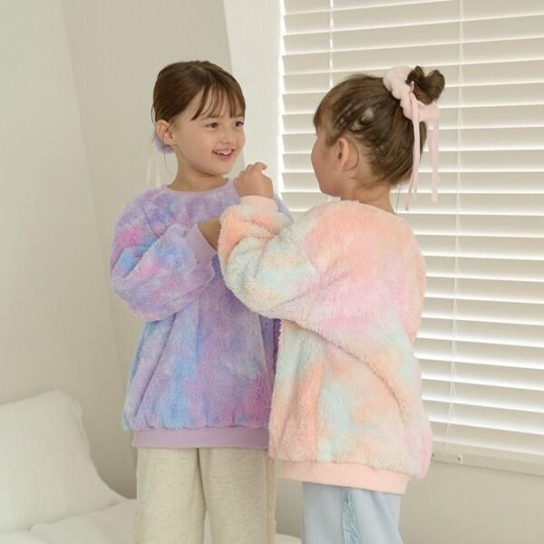 【蓬鬆羊羔絨】扎染中長款上衣