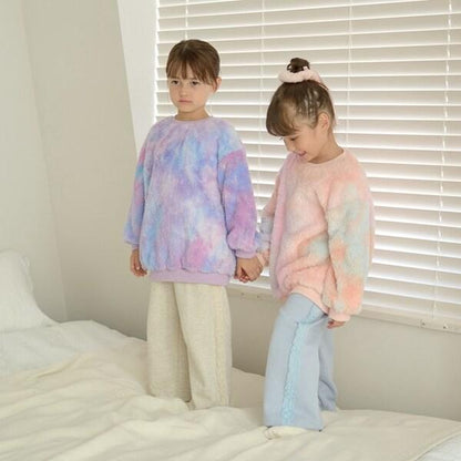 【蓬鬆羊羔絨】扎染中長款上衣