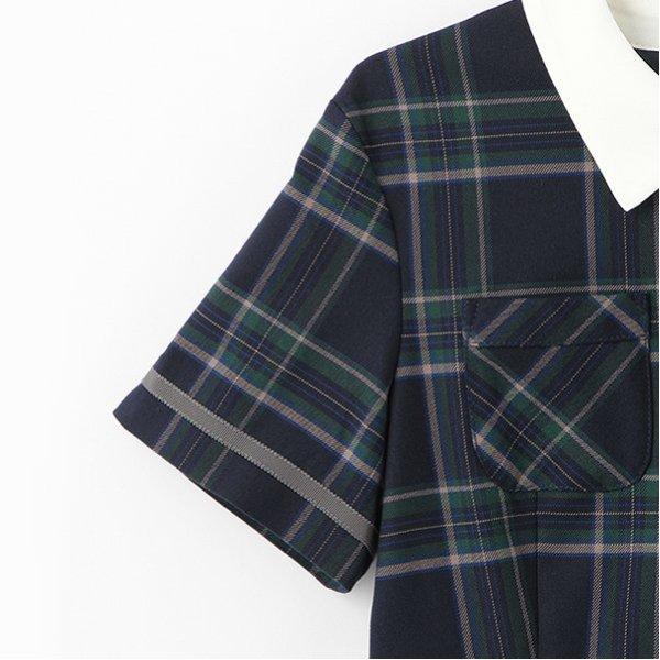 *短袖帶領連衣裙