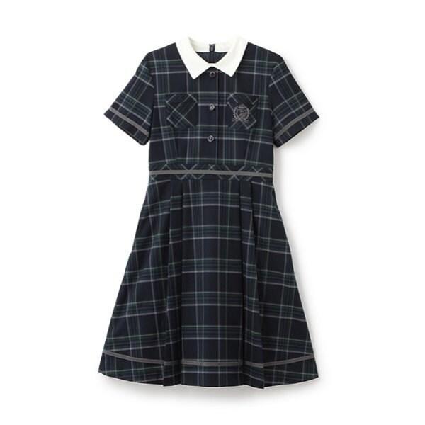 *短袖帶領連衣裙