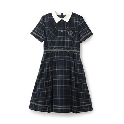 *短袖帶領連衣裙