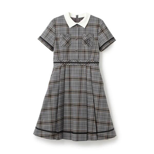 *短袖帶領連衣裙