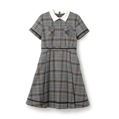 *短袖帶領連衣裙