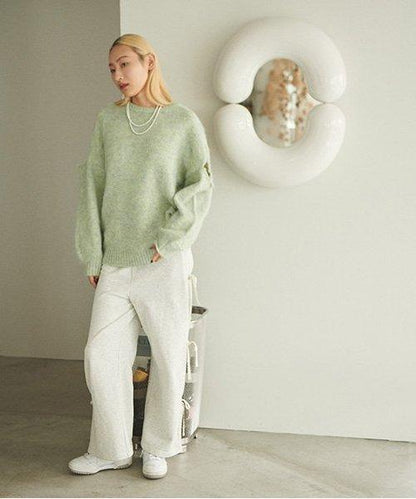 側蝴蝶結褶皺長褲