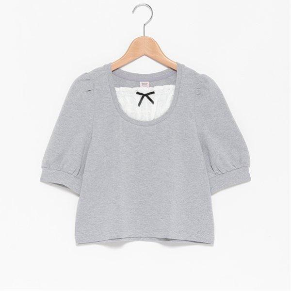 拼接布料七分袖T恤