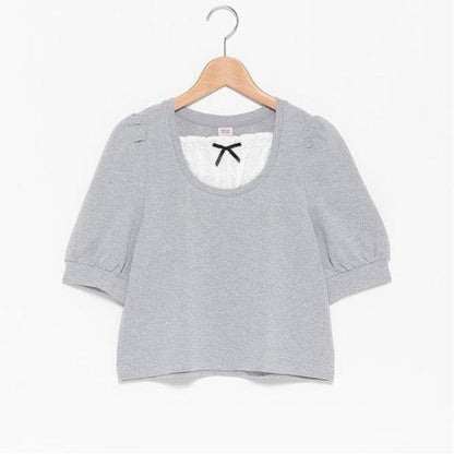 拼接布料七分袖T恤