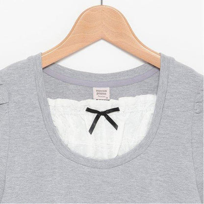 拼接布料七分袖T恤