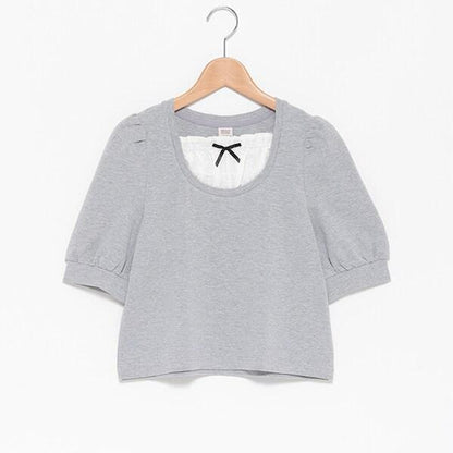 拼接布料七分袖T恤