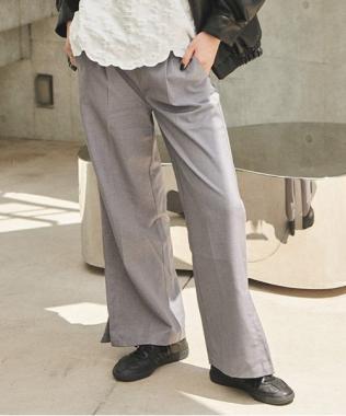 半寬鬆褶皺長褲