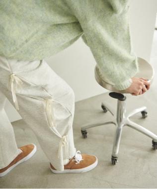 側蝴蝶結褶皺長褲