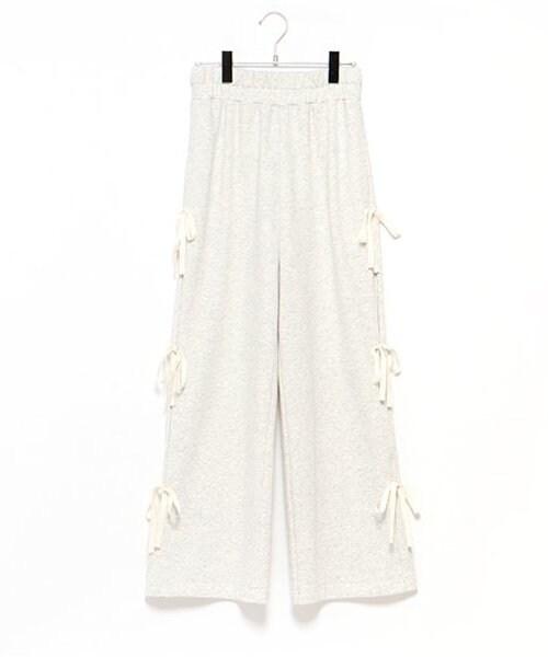 側蝴蝶結褶皺長褲