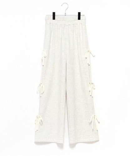 側蝴蝶結褶皺長褲