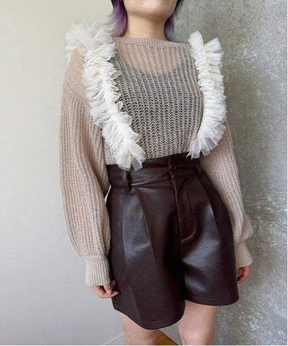 仿皮短褲【韓國時尚】