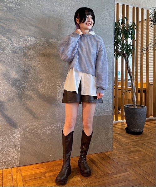 仿皮短褲【韓國時尚】