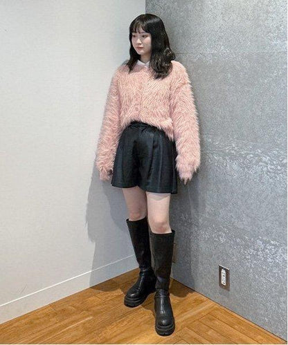 仿皮短褲【韓國時尚】