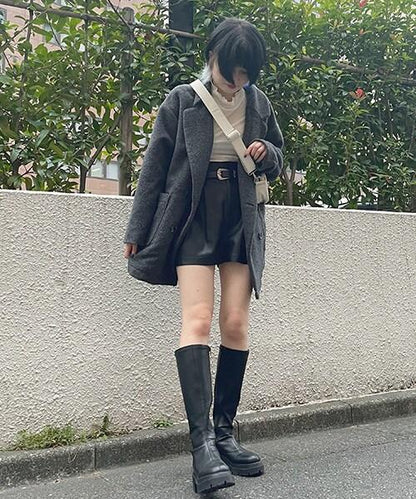 仿皮短褲【韓國時尚】