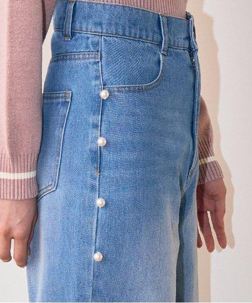 珍珠裝飾牛仔褲【韓國時尚】