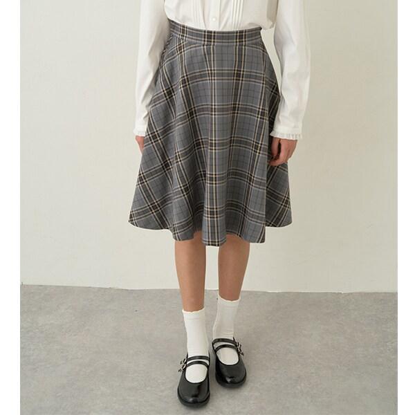 *格紋喇叭裙