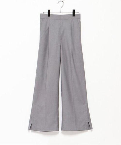 半寬鬆褶皺長褲