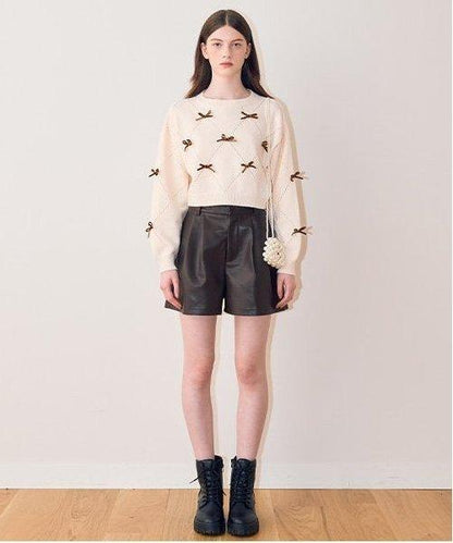 仿皮短褲【韓國時尚】