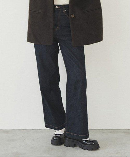 牛仔寬腿褲