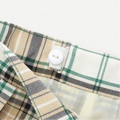 52cm長24褶格紋裙