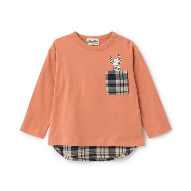 【人氣商品】【直營店無售】格紋口袋長袖T恤