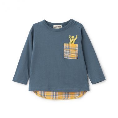 【人氣商品】【直營店無售】格紋口袋長袖T恤