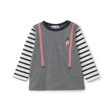 【人氣商品】【直營店無售】小熊刺繡吊帶長袖T恤