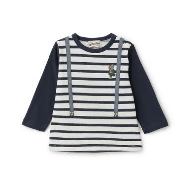 【人氣商品】【直營店無售】小熊刺繡吊帶長袖T恤