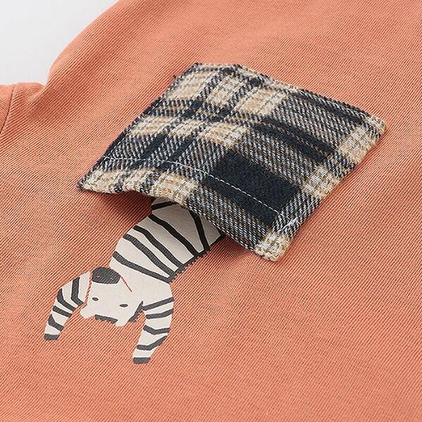 【人氣商品】【直營店無售】格紋口袋長袖T恤