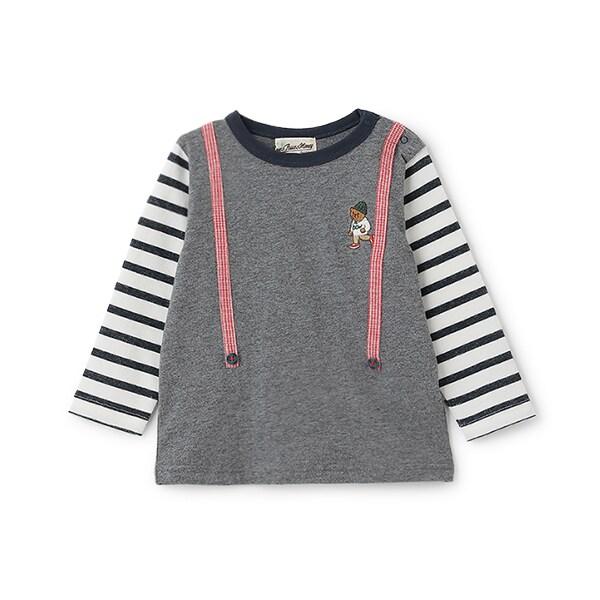 【人氣商品】【直營店無售】小熊刺繡吊帶長袖T恤