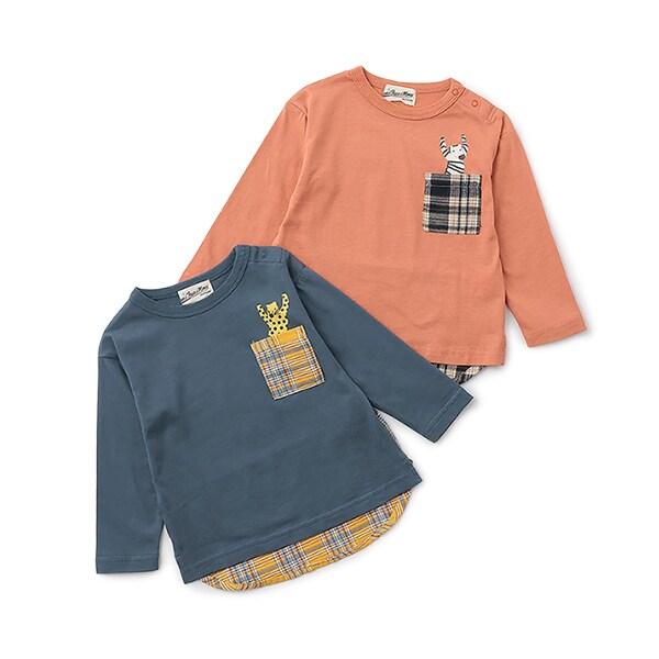 【人氣商品】【直營店無售】格紋口袋長袖T恤