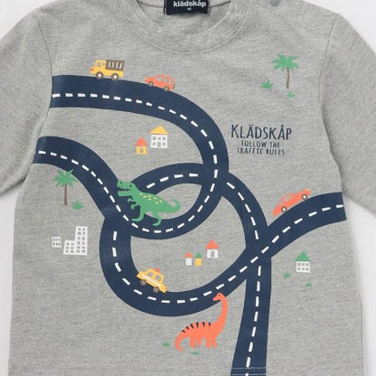 【人氣商品】【直營店無售】汽車×道路×恐龍長袖T恤