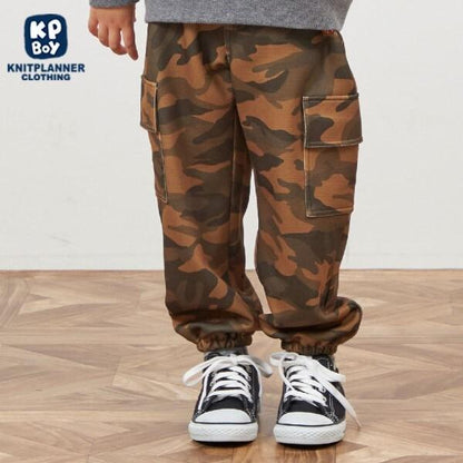 KPBOY 迷彩印花針織斜紋長褲(100～130)