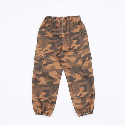 KPBOY 迷彩印花針織斜紋長褲(100～130)