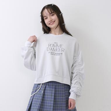 亮片迷你衛衣面料褶皺袖上衣