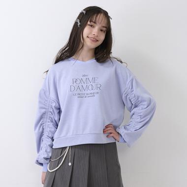 亮片迷你衛衣面料褶皺袖上衣