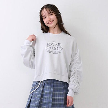 亮片迷你衛衣面料褶皺袖上衣